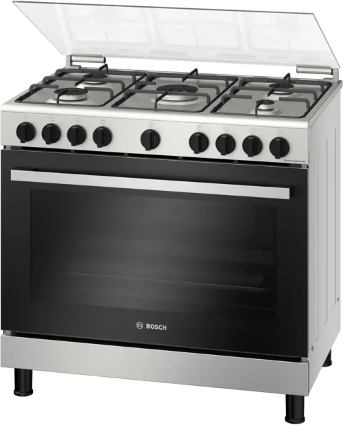 ⁦بوش فرن غاز قائماً بذاته 90 سم، موقد 5 عيون غاز شبك خفيف اسود - HGV1D0U59M⁩ - الصورة ⁦2⁩