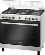 بوش - فرن غاز 90 × 60 سم، 5 عيون، امان كامل، ستانلس ستيل+ اسود - HGVDA0Q59M