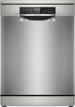 بوش - غسالة صحون قائمة بذاتها بعرض 60 سم - عدد البرامج 8 - نظام التجفيف Heat exchanger + drying assist  – سيلفر إينوكس مقاوم لبصمات الأصابع - SMS6ECI38M