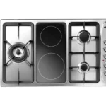 كلفنيتور - سطح بلت ان 5 شعلات منها 3 عيون غاز + 2 عين كهرباء سيراميك 90 سم استيل (شبك عريض) KH-G90-3GBTLC-2ECKRS