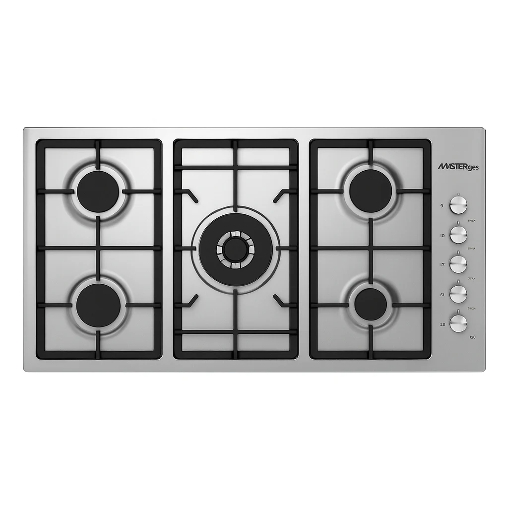 3ef3819f-3462-4de3-8ad3-ef87b466e3a2.webp ماستر جاز - سطح بلت ان 5 شعلات غاز - شبك ثقيل دبل - صمام امان - إشعال ذاتي 90 سم إيطالي - H95GLCX - الصورة 1