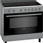 بوش -  موقد 5 شعلات كهربائي من الفولاذ المقاوم للصدأ، فرن بباب زجاجي كامل سريع التنظيف، سهل التركيب، عناصر تسخين قوية 3000 W من بوش، سعة 105.0 لتر - HKJ190859M