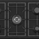 كيتشن برو - سطح 5 عيون غاز استيل اسود شبك ثقيل صمام أمان اشعال ذاتي مفاتيح جانبيه ايطالي - KP902HBK/GA-M