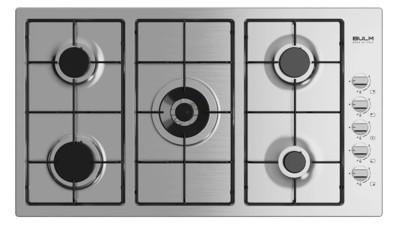 B90-544X.webp بولم - سطح بلت ان 5 شعلات غاز منها شعلة مزدوجة في الوسط صناعة ايطالية 90 سم - B90-544X - الصورة 1