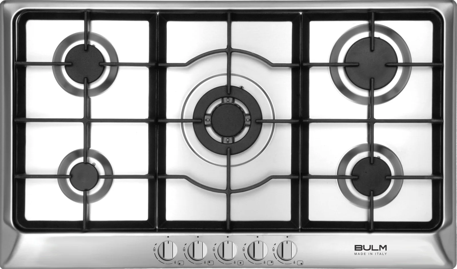 B95-545.webp بولم - سطح بلت ان 5 شعلات غاز منها شعلة مزدوجة في الوسط أستيل صناعة ايطالية 90 سم - B95-545 - الصورة 1