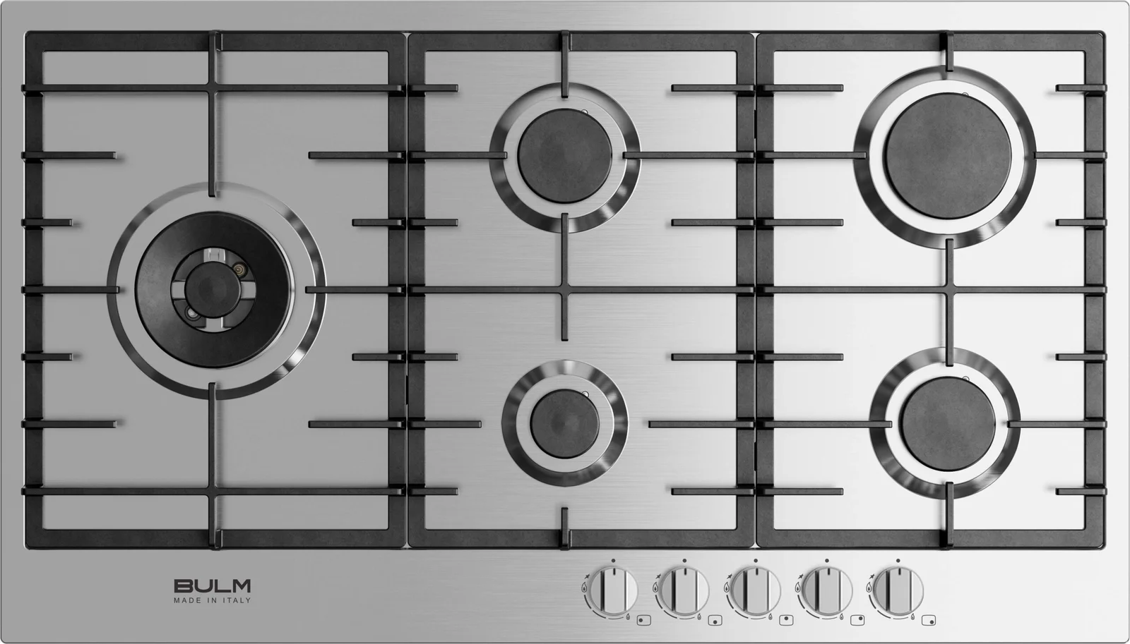 BULM95-565L.webp بولم - سطح بلت ان 5 شعلات غاز منها شعلة مزدوجة جانبية صناعة ايطالية 90 سم - BULM95-565L - الصورة 1