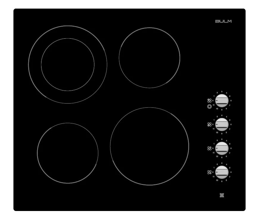 EVC614SK.webp بولم - سطح بلت ان 4 شعلات كهرباء سيراميك منها منطقة مزدوجة تحكم مفتاح تكنولوجيا ايطالية 60 سم - EVC614SK - الصورة 1
