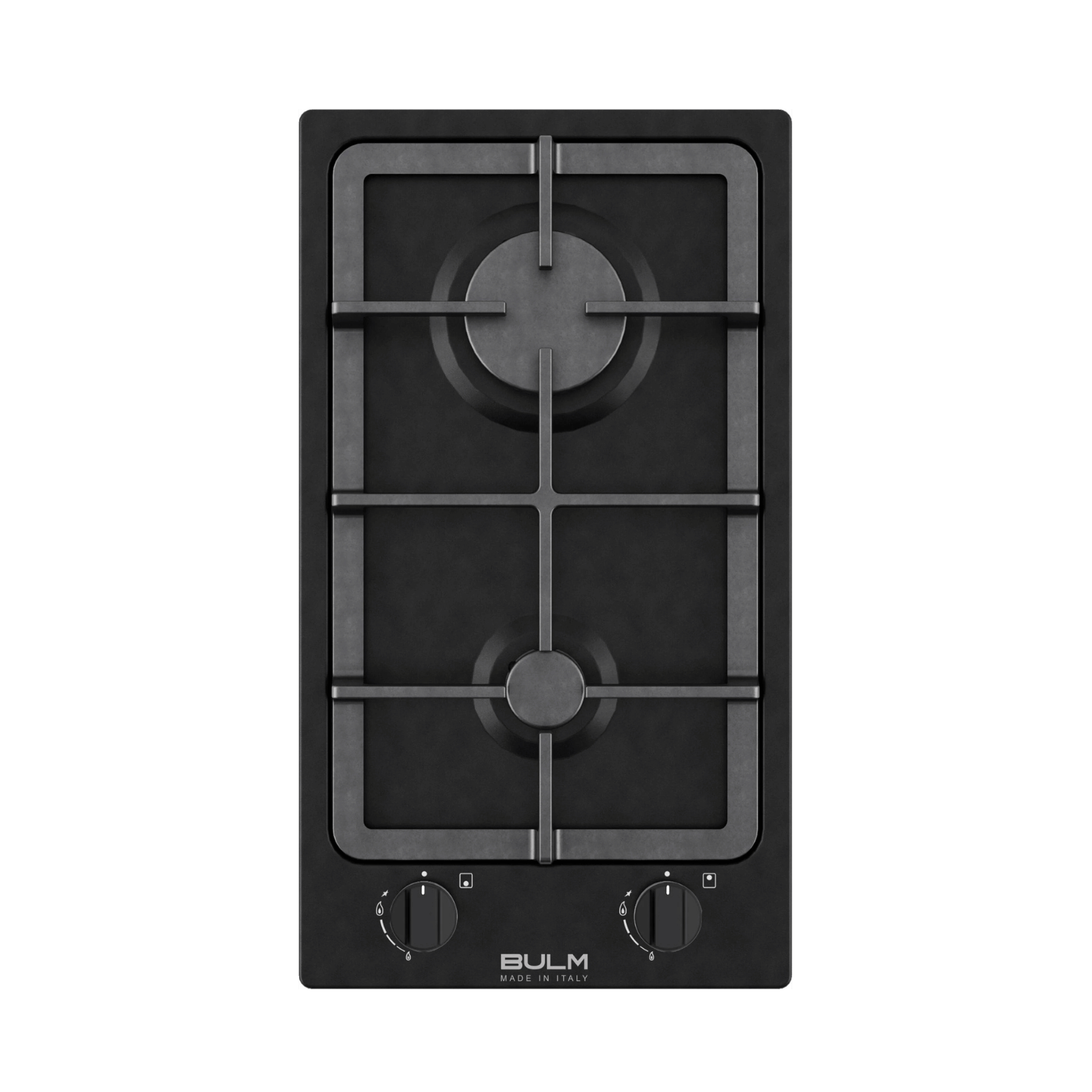 GI697omG71KrHOPAzQc40kra99dF0vB73MXWwbVq.png بولم BULM – سطح بلت إن غاز إيطالي 30 سم ستانلس ستيل، 2 شعلات غاز عالية الكفاءة، لون أسود كامل أنيق، تحكم يدوي أمامي سهل الاستخدام، إشعال إلكتروني سريع، دعامات أواني من الحديد المطلي بالزهر لثبات قوي، أنظمة أمان متكاملة صناعة إيطالية – موديل B35-200NERO - الصورة 1