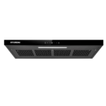 شفاط هيونداي كاست 90 سم أسود – تصميم راقٍ، تحكم باللمس، فلتر نيو بافل سهل التنظيف، وقوة شفط تصل إلى 990 م³/ساعة – موديل HY-12