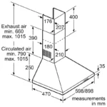 ⁦بوش - شفاط هرمي سلسلة تو 60 سم – ستانلس ستيل – DWP64CC59M⁩ - الصورة ⁦6⁩