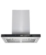 هيونداي - شفاط حرف تي قوة شفط 1200م/3 - تحكم بالاشارة تحكم باللمس زجاج اسود مع واجهة زجاج +استيل فلاتر شرائح بافل مع كوب تجميع الزيوت موتور معدني - HY-03-60