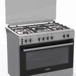 هيونداي - فرن فري ستاند ستيل فضي قياس 90*60  خمس عيون من ساباف إيطالية المناصب العلوية ثقيلة اشعال ذاتي حساسات امان بشكل كامل  غطاء زجاجي للفرن  الشوايتين داخل الفرن -