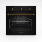 بيكسل - فرن بلت ان 9 وظائف كهرباء بالكامل -  أسود - مفاتيح ومسكات الفرن باللون الذهبي - منبه ومؤقت مروحة تبريد مروحة توزيع الحرارة بلد المنشأ : تركيا - 11-BE10-BR