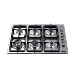 منقيتي - 6 شعلات غاز منفصلة صمام أمان حديد ثقيل اللون : فضي فولاذ مقاوم للصدأ المقاس : عرض 90 سم بلد المنشأ : إيطاليا - 11-6G/12XS