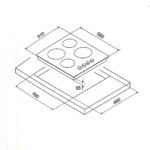 ⁦سطح MASTERgas ماستر جاز - بلت ان 60 سم إيطالي - 4 عين كهرباء سيراميك - مفاتيح جانبية للتحكم - صمام أمان كامل - مؤشر ضوئى - سهل التنظيف والتحكم - 9 مستويات للتحكم بالحرارة - H64CFX⁩ - الصورة ⁦2⁩