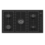 بولم BULM – سطح بلت ان غاز إيطالي 90 سم ستانلس ستيل | 5 شعلات غاز منها شعلة مزدوجة وشعلة ثلاثية لون اسود كامل تحكم يدوي جانبي إشعال إلكتروني دعامات أواني من الحديد الزهر حامل مقلاة من الحديد الزهر أنظمة أمان - B95-565NERO
