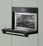 ⁦البا الايطالية - فرن ميكرويف بلت ان - 60 سم - سعة التجويف 44 لتر - 17 برنامج للطهي - واجهة تصميم من الزجاج الأسود مع مقبض من الفولاذ الأسود - صناعة ايطالية - EL45BMWC60 F⁩ - الصورة ⁦2⁩