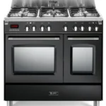 البا الايطالية - فرن 5 شعلات غاز والفرن السفلي كهرباء 90 سم فري ستاند أسود - صناعةوتكنولوجيا إيطالية - VB965TM