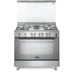 البا الايطالية - فرن 4 شعلات غاز و 2 شعلة كهرباء 90 سم فري ستاند 9 وظائف لون أستيل- صناعة إيطالية - CXX965MSA