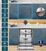 ⁦جنرال سوبريم بلت ان - غسالة صحون مدمجة ( بلت إن)، 6 برامج، 15 مكان، 3 رفوف، خاصية فتح الباب التلقائي، خاصية الغسيل المزدوج. فضي GSDWB1536G⁩ - الصورة ⁦7⁩