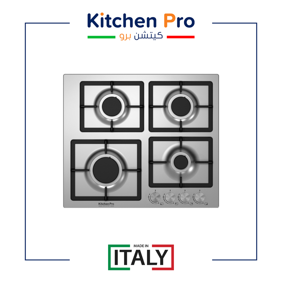 1 كيتشن برو سطح 4 عين غاز استيل شبك HD منفصل - مفاتيح امامية إيطالي – KP622/GA - الصورة 1