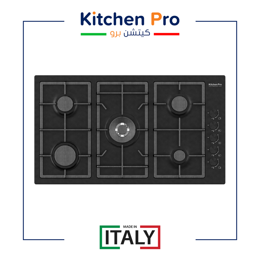 1764289188364233440 كتشن برو سطح 5 عين غاز اسود شبك HD - مفاتيح جانبيه - ايطالي– KP902HBK/GA-M - الصورة 1