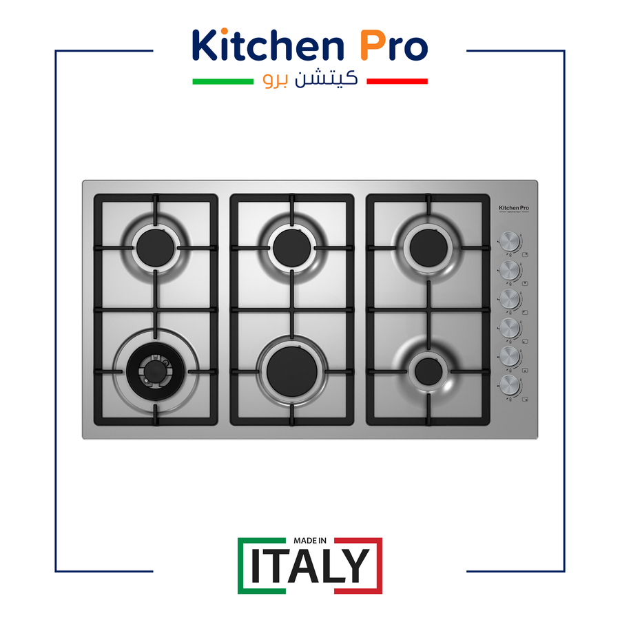 1764294098868526448 كتشن برو سطح 6 عين غاز استيل شبك HD - مفاتيح جانبيه - ايطالي– KP9024/GA - الصورة 1
