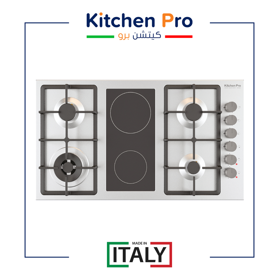 1764294587126559805 كتشن برو سطح 6 عين استيل(4غاز+2كهرباء سيراميك) شبك هيفي ديوتي - مفاتيح جانبيه - ايطالي– KP9022/GA - الصورة 1