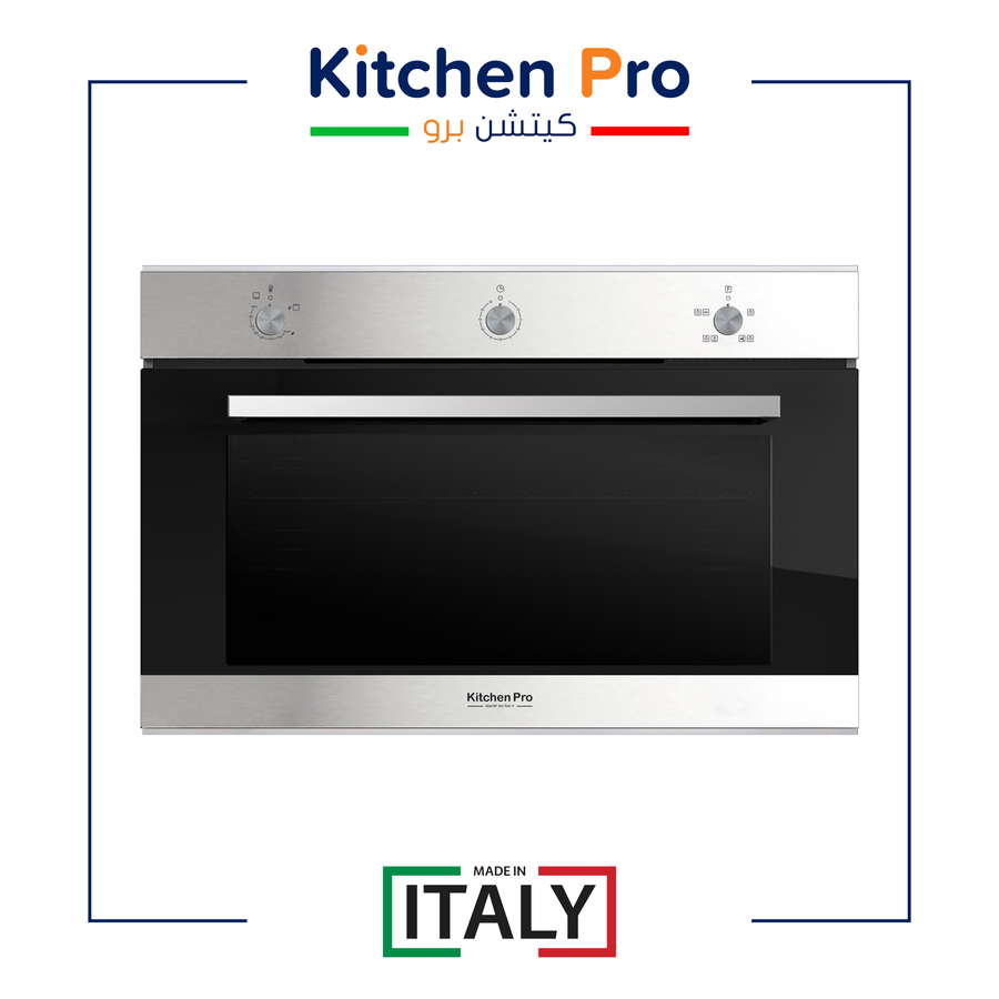 1764619824446181748 كتشن برو فرن بلت ان غاز 90سم -استيل- مروحة توزيع - إيطالي - فريم سفلي KP901/GG - الصورة 1