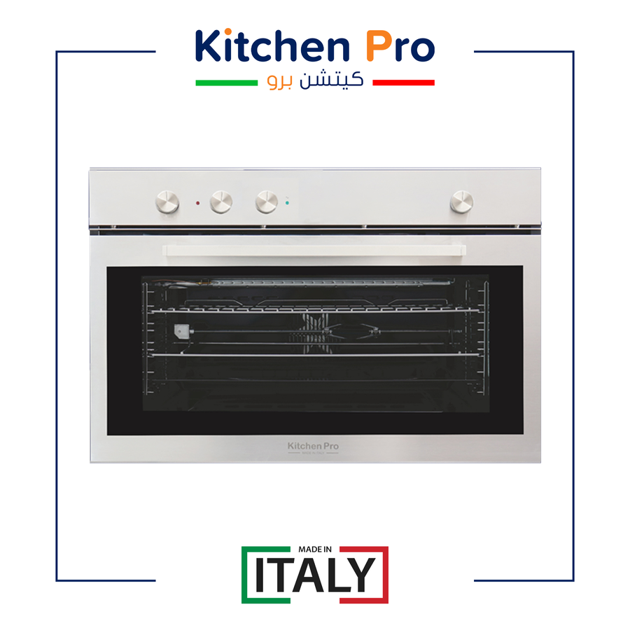 1764620480848463392 كتشن برو فرن بلت ان غاز 90سم -استيل- مروحة توزيع - إيطالي - يعمل فوق و تحت معا - KP902GG - الصورة 1