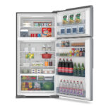 ⁦هيتاشي ثلاجة بفريزر علوي مدمج، سعة 600 لتر (21.2 قدم³) لون فضي – R-V805PS1KVBSL⁩ - الصورة ⁦4⁩