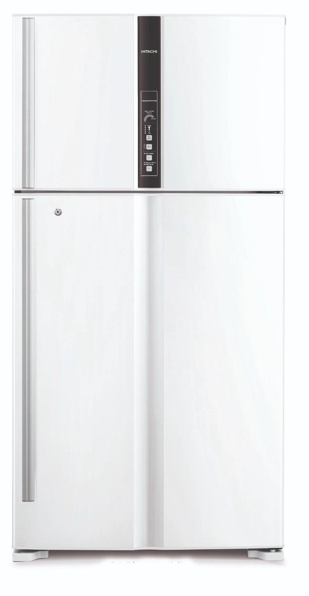 hitachi_refrigerator_top_freezer_24.8_cu.ft_white_-_r-v905ps1kv-1twh ثلاجة هيتاشي،بابين، سعة 24.8 قدم، أبيض - R-V905PS1KV-1TWH - الصورة 1
