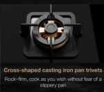 ⁦روبام سطح غاز بلت إن زجاج أسود مقاوم للكسر 90 سم – 5 شعلات نحاس عالية القوة - B520⁩ - الصورة ⁦6⁩