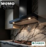 ⁦كيتشن لاين شفاط جداري حرف تي 90 سم من فابر - STILO BLACK⁩ - الصورة ⁦6⁩